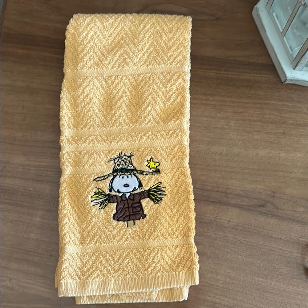 Snoopy fall kitchen towel embroidered